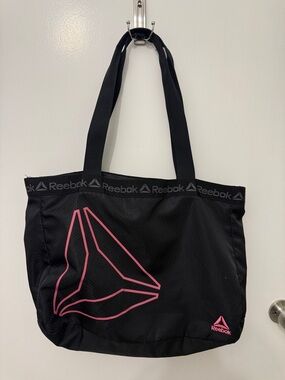 Reebok Black Tote with Pink Logo Accent